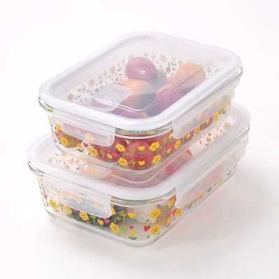 KUBER INDUSTRIES Glass Utility Container  - 1040 ml, 1480 ml(Pack of 2, Clear)