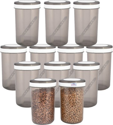 Heart Home Plastic Grocery Container  - 500 ml(Pack of 12, Grey)