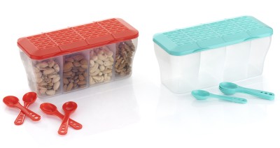 MAGICSPOON Polypropylene Grocery Container  - 1800 ml(Pack of 2, Red, Green, Multicolor)