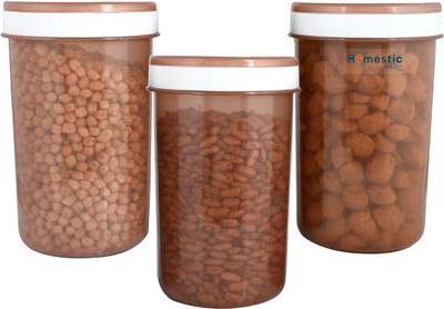 HOMESTIC by Kuber Industries Plastic Utility Container  - 2000 ml(Pack of 3, Brown)