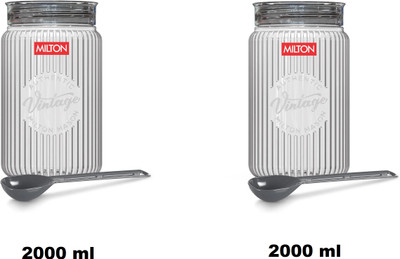 MILTON Plastic Grocery Container  - 2000 ml, 2000 ml(Pack of 2, Clear)