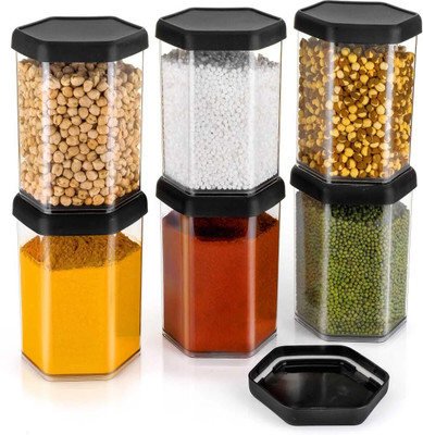 MAXIITOOLII Plastic Grocery Container  - 1100 ml(Pack of 6, Black)