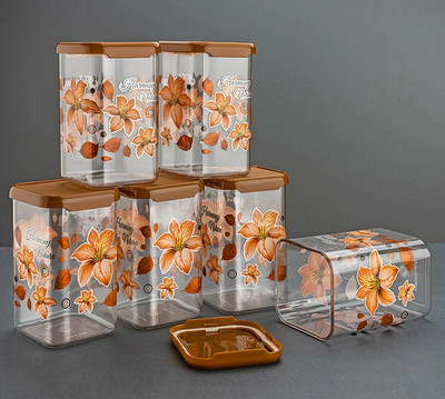 MAXIITOOLII Plastic Grocery Container  - 1100 ml(Pack of 6, Orange)