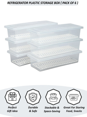 CHHAAVA Plastic Fridge Container  - 1500 ml(Pack of 6, White)