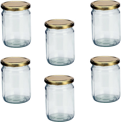 AFAST Glass Cookie Jar  - 500 ml(Pack of 6, Clear)