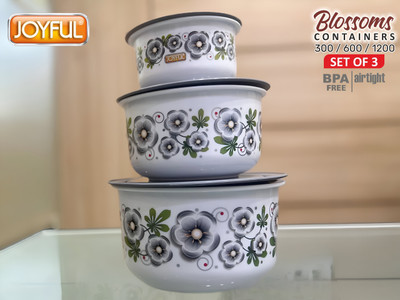 Joyful Plastic Cookie Jar  - 2100 ml(Pack of 3, Grey)