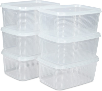 CHHAAVA Plastic Fridge Container  - 1800 ml(Pack of 6, White)