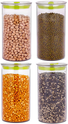 Home-pro Plastic Grocery Container  - 1400 ml(Pack of 4, Green)
