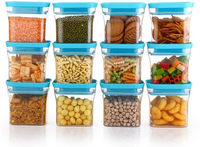 SUNSTONE Plastic Grocery Container  - 600 ml(Pack of 12, Blue)