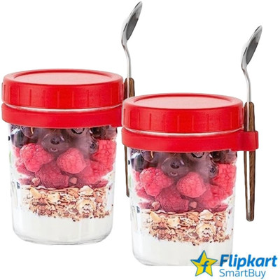 Flipkart SmartBuy Glass Utility Container  - 350 ml(Pack of 2, Red)