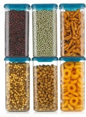 SARAZA Plastic Grocery Container  - 1600 ml(Pack of 6, Green)