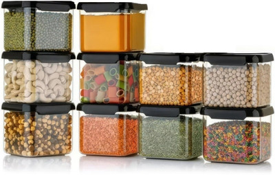 nariya Plastic Grocery Container  - 500 ml(Pack of 10, Black)