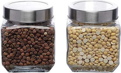 NAVPATH Glass Grocery Container  - 600 ml(Pack of 2, Clear)