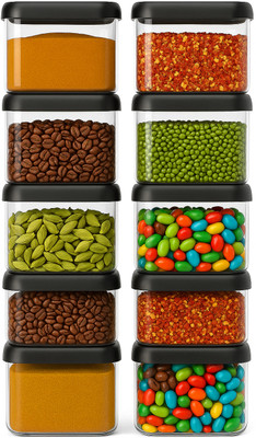 FPBOI Plastic Grocery Container  - 500 ml(Pack of 10, Black)