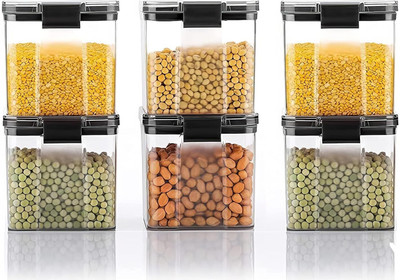 ADMONITION Plastic Grocery Container  - 700 ml(Pack of 6, Black)