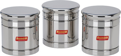 Sumeet Steel Utility Container  - 1250 ml(Pack of 3, Silver)