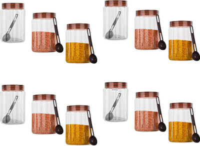 HOMESTIC by Kuber Industries Plastic Grocery Container  - 500 ml(Pack of 12, Brown)