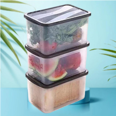 ADMONITION Plastic Bread Container  - 2000 ml(Pack of 3, Black, White)