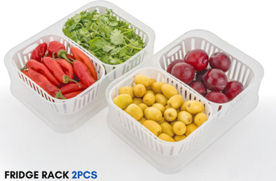 ANNEX Plastic Fridge Container  - 2500 ml(Pack of 2, White)