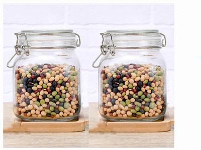 Avastro Glass Grocery Container  - 1000 ml(Pack of 2, Clear)