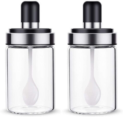 manekk world Glass Utility Container  - 500 ml(Pack of 2, Transparent)