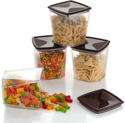 Itech Plastic Grocery Container  - 800 ml(Pack of 4, Brown)