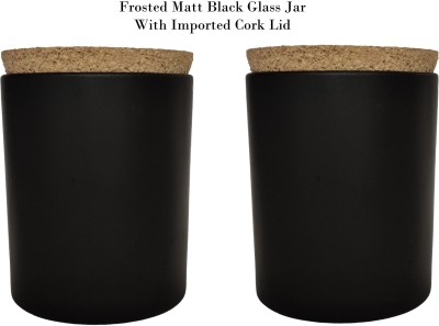 Prachi collection Glass Utility Container  - 200 ml(Pack of 2, Black)