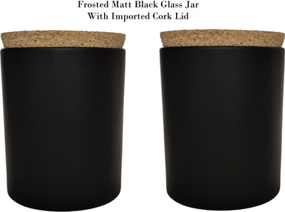 Prachi collection Glass Utility Container  - 200 ml(Pack of 2, Black)