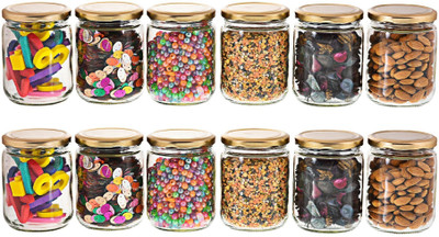 Machak Glass Grocery Container  - 500 ml(Pack of 12, Clear)