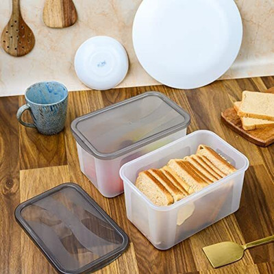 ADMONITION Plastic Bread Container  - 2000 ml(Pack of 2, Multicolor)