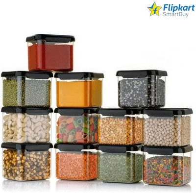 Flipkart SmartBuy Plastic Grocery Container  - 500 ml(Pack of 12, Black)