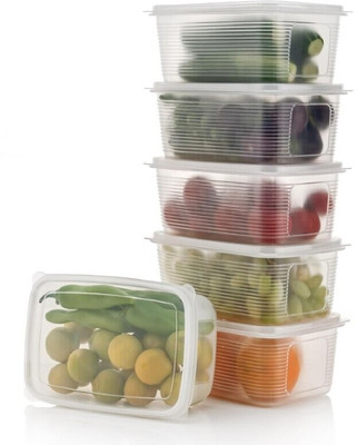hitu Plastic Fridge Container  - 1850 ml(Pack of 6, Clear)