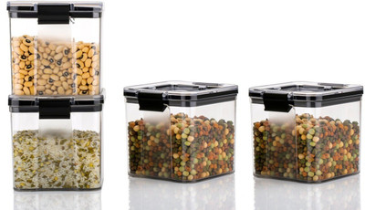 ADMONITION Plastic Grocery Container  - 700 ml(Pack of 4, Black)
