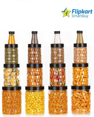 Flipkart SmartBuy Plastic Cereal Dispenser  - 125, 350, 650, 1200(Pack of 16, Black)