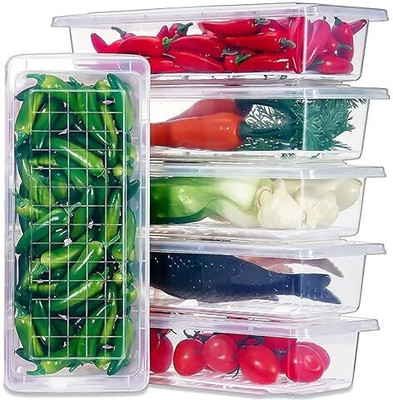 Buynow Plastic Fridge Container  - 1500 ml(Pack of 6, Clear)