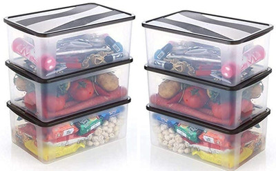 UNDERZONE Plastic Grocery Container  - 2000 ml(Pack of 6, Clear)