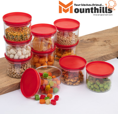 MOUNTHILLS Plastic Grocery Container  - 500 ml(Pack of 10, Red)