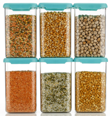 busaji enterprise Plastic Grocery Container  - 1100 ml(Pack of 6, Blue)
