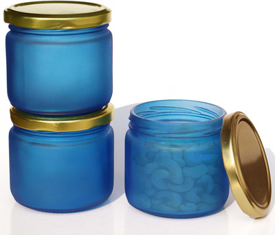 Pure Source India Glass Utility Container  - 150 g(Pack of 3, Blue)