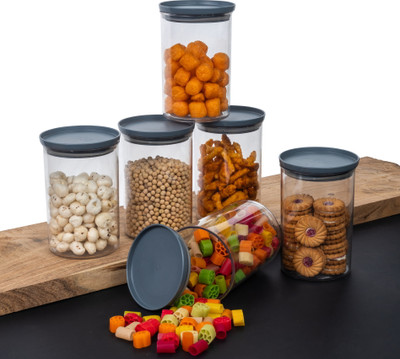 Flipkart SmartBuy Plastic Grocery Container  - 900 ml(Pack of 6, Grey)