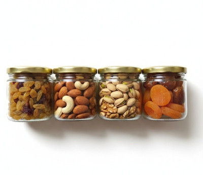 KS HANDICRAFT Glass Pickle Jar  - 250 ml(Pack of 4, Transparent)