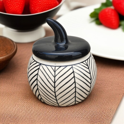 Malaikah Ceramic Tea Coffee & Sugar Container  - 300 ml(Black)