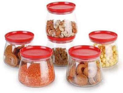 HASHFLOW Plastic Grocery Container  - 900 ml(Pack of 6, Red)