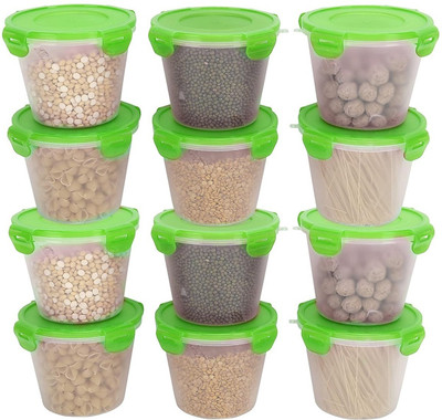 Flipkart SmartBuy Plastic Grocery Container  - 1000 ml(Pack of 12, Green)