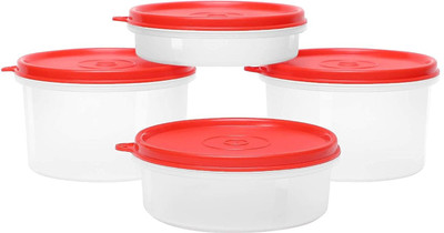 Cutting EDGE Polypropylene Fridge Container  - 535 ml, 290 ml, 190 ml(Pack of 4, Red, Clear)