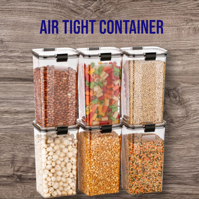 DYK Plastic Cookie Jar  - 1.2 L(Pack of 6, Black)