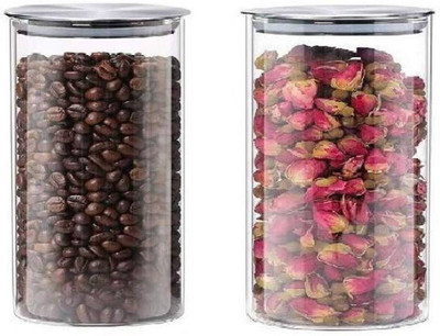 Sophronal Glass Grocery Container  - 900 ml(Pack of 2, Clear)