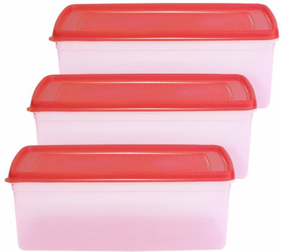 Morvi Plastic Grocery Container  - 4200 ml(Pack of 3, Red)