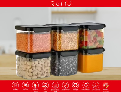 Reffo Plastic Grocery Container  - 550 ml(Pack of 6, Black)