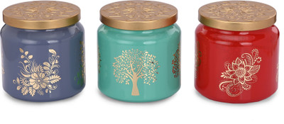 AFAST Glass Cookie Jar  - 500 ml(Pack of 3, Multicolor)